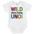 thumbnail image 1 of Wild About Turning Uno First Birthday Romper Boys or Girls Infant Baby Brisco Brands NB, 1 of 6