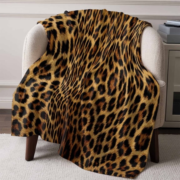 Wild Abstract Leopard Skin Throw Blanket Flannel Fleece Throws, Animal Leather Texture Lightweight Super Soft Warm Blankets for Couch Sofa Bed All Season Use, 50x60 in