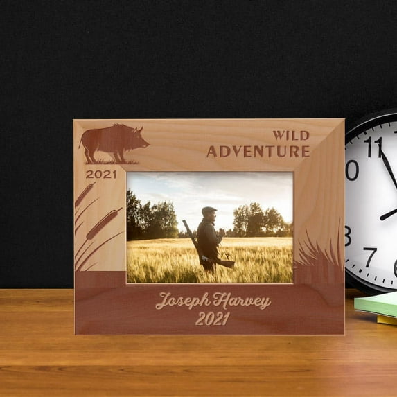 Wild Adventure Personalized Wooden Frame-5" x 3 1/2" Brown Horizontal