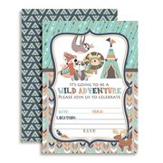 Wild Adventure Tribal Birthday Party Invitations