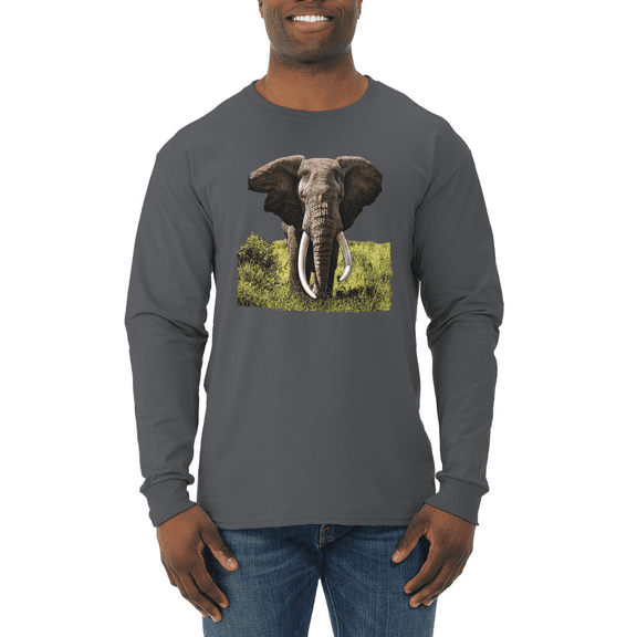 Wild African Forest Elephant Nature Animal Lover Mens Long Sleeve Shirt