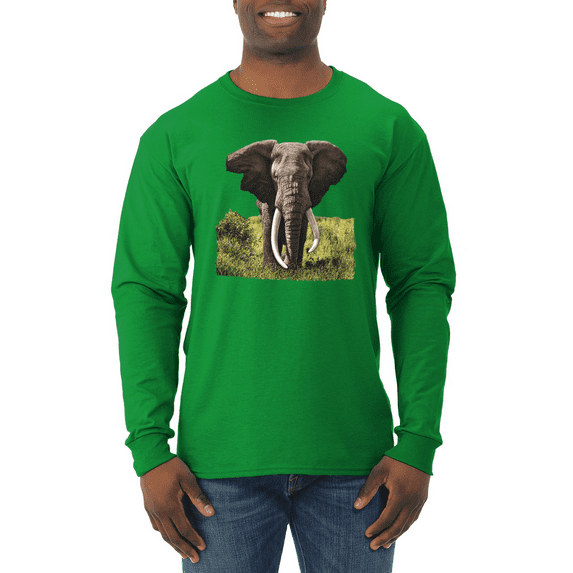 Wild African Forest Elephant Nature Animal Lover Mens Long Sleeve Shirt