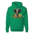 thumbnail image 1 of Wild African Forest Elephant Nature Fashion Graphic Hoodie Sweatshirt, Kelly, X-Large, 1 of 1