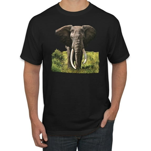 Wild African Forest Elephant Nature Fashion Graphic T-Shirt, Black, Large