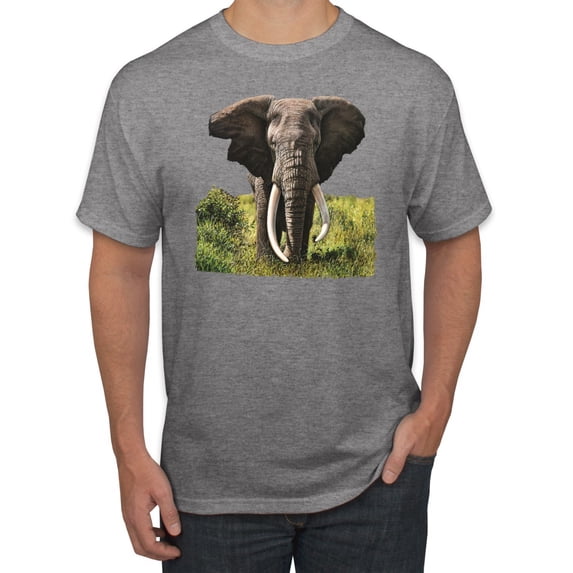 Wild African Forest Elephant Nature Fashion Graphic T-Shirt, Heather Grey, 4XL