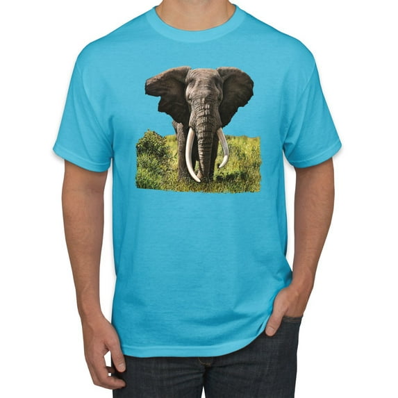 Wild African Forest Elephant Nature Fashion Graphic T-Shirt, Light Turquoise, Large
