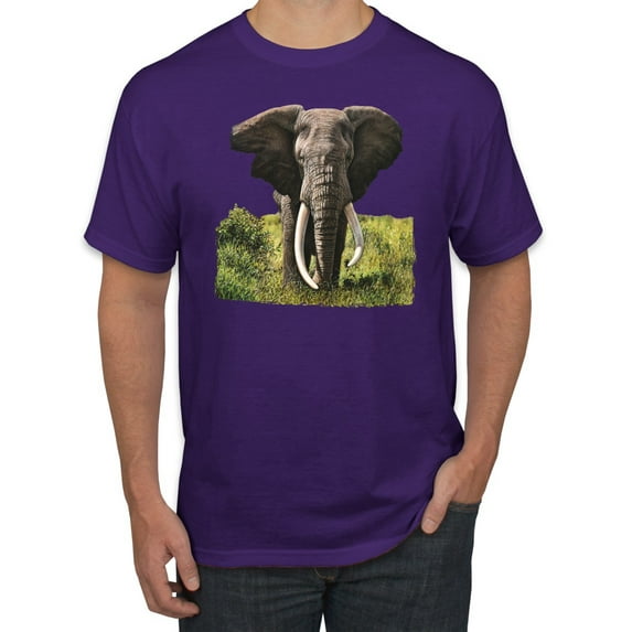 Wild African Forest Elephant Nature Fashion Graphic T-Shirt, Purple, Small