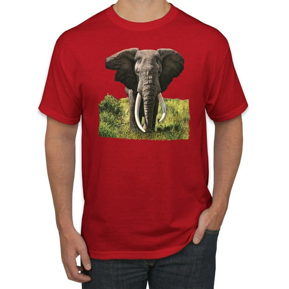 Wild African Forest Elephant Nature Fashion Graphic T-Shirt, Red, 4XL
