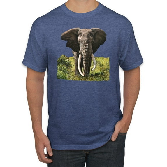 Wild African Forest Elephant Nature Fashion Graphic T-Shirt, Vintage Heather Blue, Large