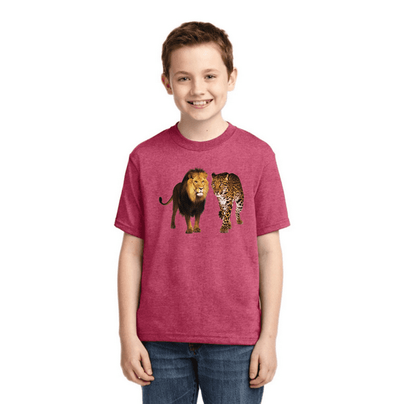 Wild African Lion and Cheetah Animal Lover Boys Graphic Youth T-Shirt