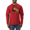 thumbnail image 1 of Wild African Lion and Cheetah Animal Lover Mens Long Sleeve Shirt, 1 of 1