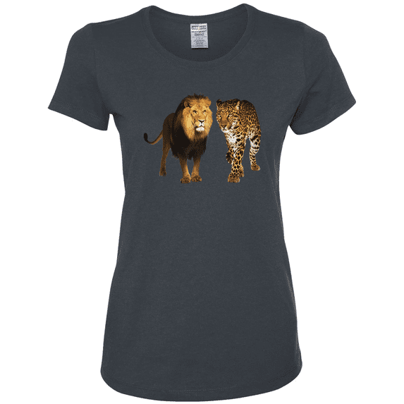 Wild African Lion and Cheetah Animal Lover Womens Graphic T-Shirt
