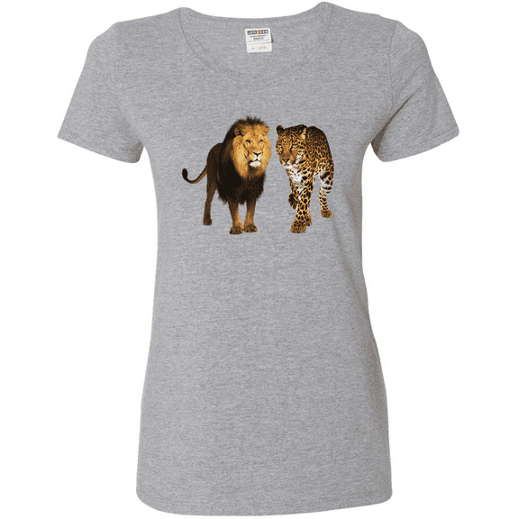 Wild African Lion and Cheetah Animal Lover Womens Graphic T-Shirt