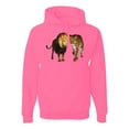 thumbnail image 1 of Wild African Lion and Cheetah Fashion Graphic Hoodie Sweatshirt, Neon Pink, Small, 1 of 1