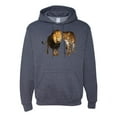 thumbnail image 1 of Wild African Lion and Cheetah Fashion Graphic Hoodie Sweatshirt, Vintage Heather Navy, 2XL, 1 of 1