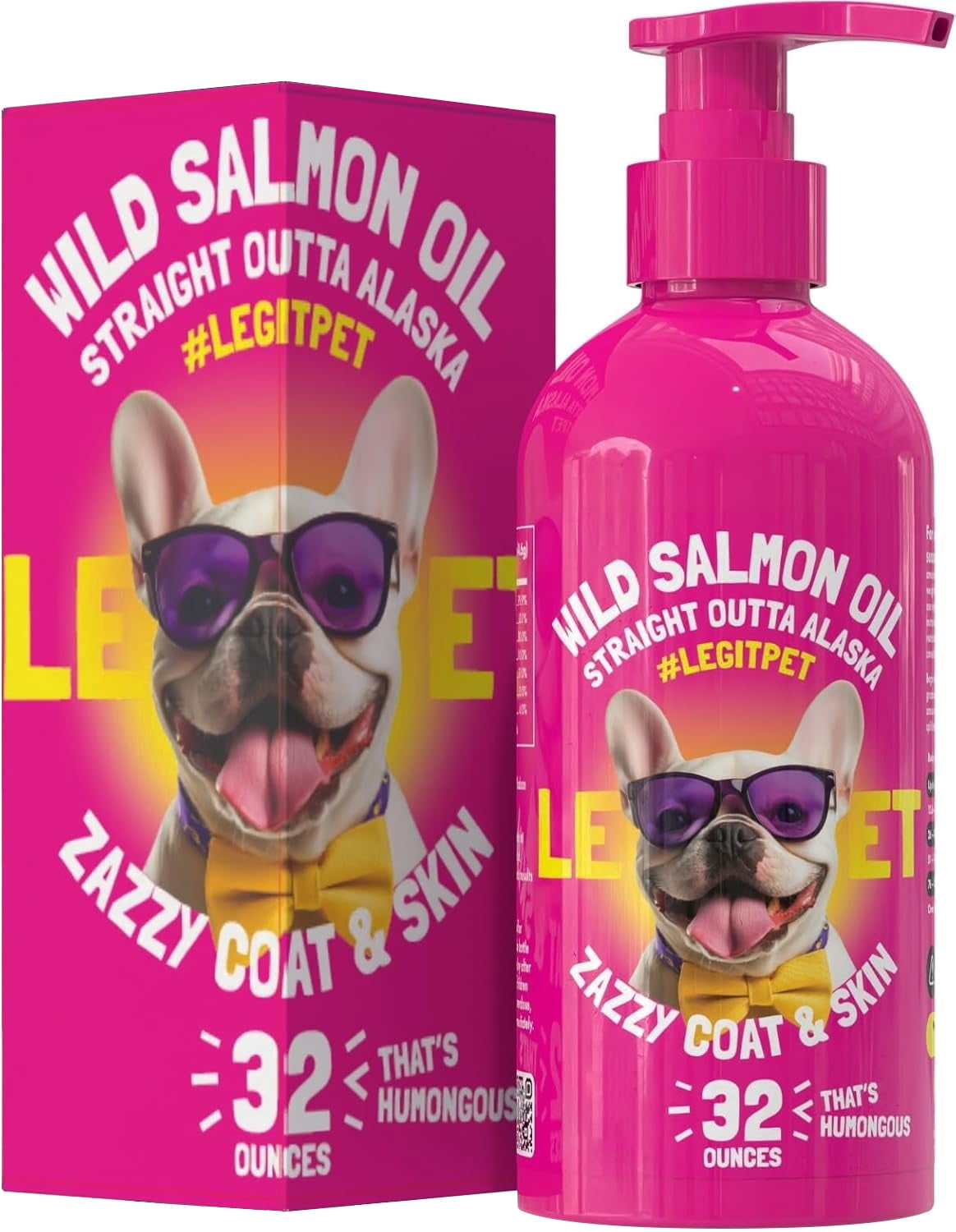 Wild Alaskan Salmon Oil for Dogs & Cats – Omega 3 6 9 Liquid with EPA & DHA – Skin & Coat, Joint & Overall Wellness Support – 32 oz