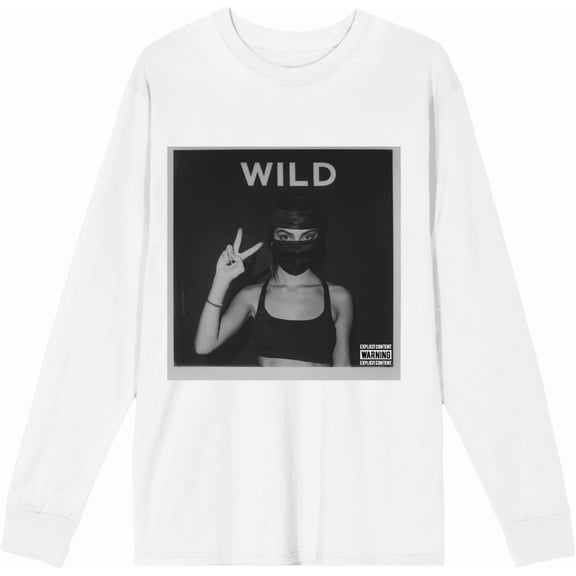 Wild Album Cover Masked Woman Adult White Crew Neck Long Sleeve Tee-Medium