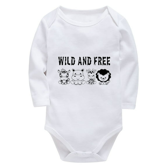 Wild And Free Baby Clothes for Girls Newborn Long Sleeve Boy Hospital Outfit Newborn White Boy Romper 18-24 Months
