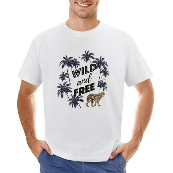 Wild And Free Men’s Graphic T-shirt Vintage Short Sleeve Sport Tee White XL