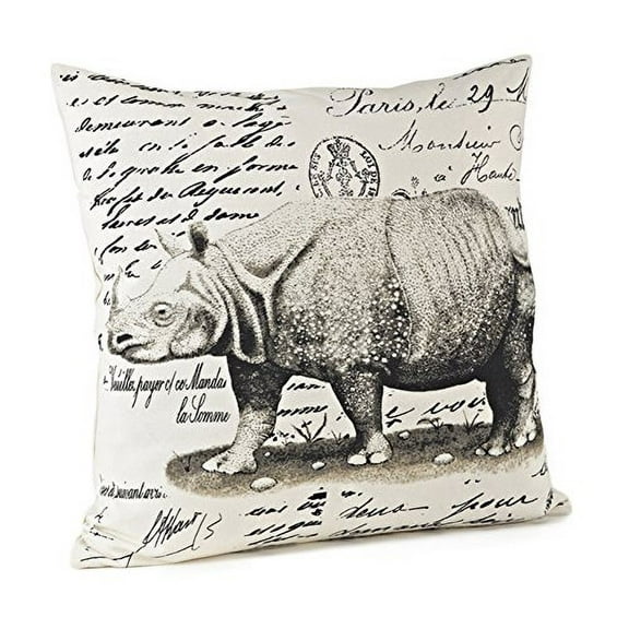 Wild Animal Design Cotton Down Filled Decorative Throw Pillow (Rhinoceros)