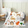 thumbnail image 1 of Wild Animal Flannel Fleece Throw Blanket Baby 30"x40" Cute Jungle Animal Fuzzy Blanket for Sofa Couch Cartoon Wildlife Print Bed Blanket Cartoon Fox Hedgehog Deer Plush Blanket Baby 30"x40", 1 of 1