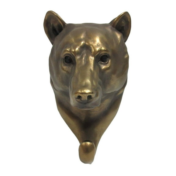 Wild Animal Head Single Wall Hook Hanger Animal Shape Rustic Faux Bronze Decorative Wall Sculpture (Bear)