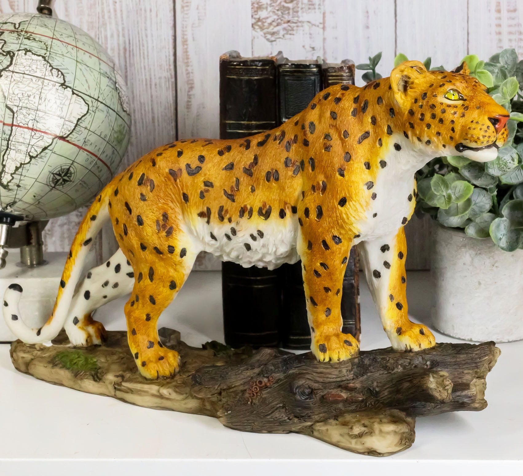 Realistic Leopard Resin Figurine with Glossy Finish