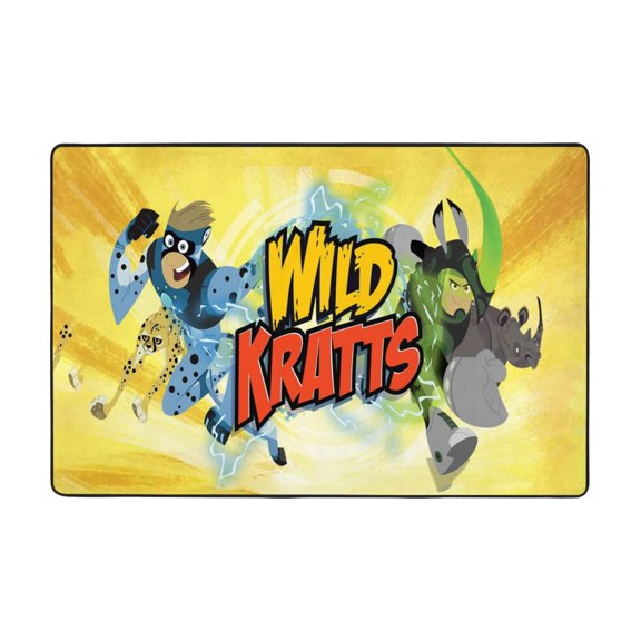 Wild Animal Kra-,Tt2 Area Rugs Kid Bedroom Soft Mat Carpet Non-Slip Washable Bath Rug For Boys Girls Kids Room Decor