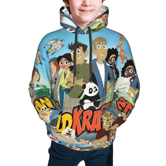 Wild Animal Kratts Kids' Hoodie 3d Print Sweatshirt Soft Pullover Hooded With Big Pockets For Boys Or Girls Medium