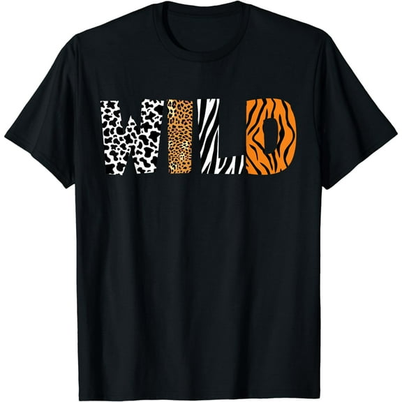 Wild Animal Pattern Cow Leopard Zebra Tiger Animal Print T-Shirt