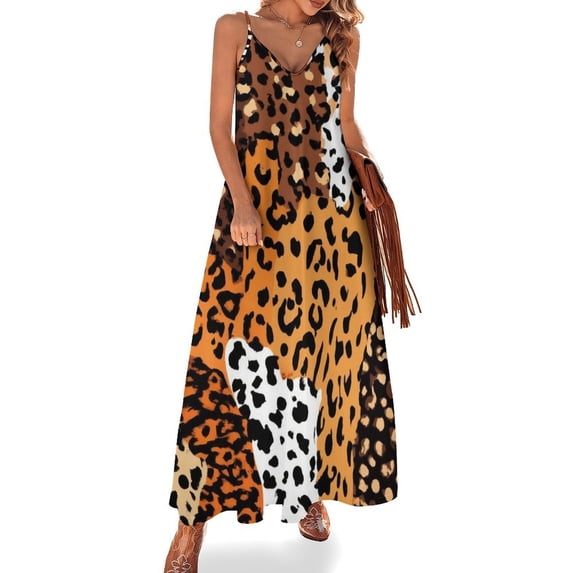 Wild Animal Print Collage Pattern Sleeveless Dress Loose Women's Dress Dresses Luxury Evening Dresses
