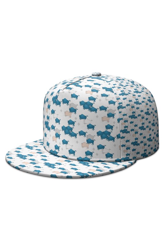 Wild Animal Print Flat Brim Snapback Hat - Adjustable Cow & Buffalo Design Unisex Baseball Cap for Streetwear & Farmhouse Aesthetic