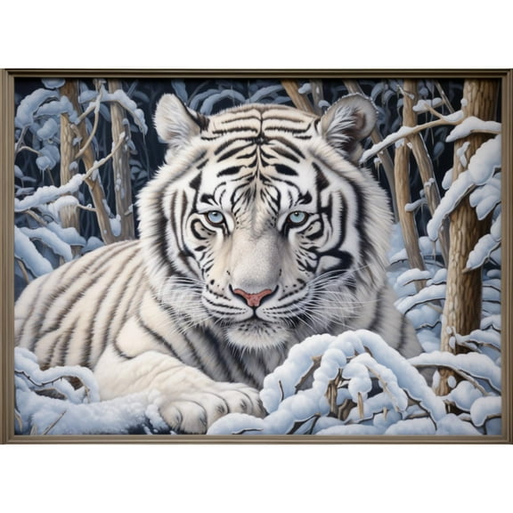 Wild Animal Tiger Lie on Snow Field 5D Diamond Art Painting by Number Kits for Adults DIY Paint with Round Full Drill Diamond Gems Painting Art Craft for Home Wall Decor 11.8x15.8inch(2)