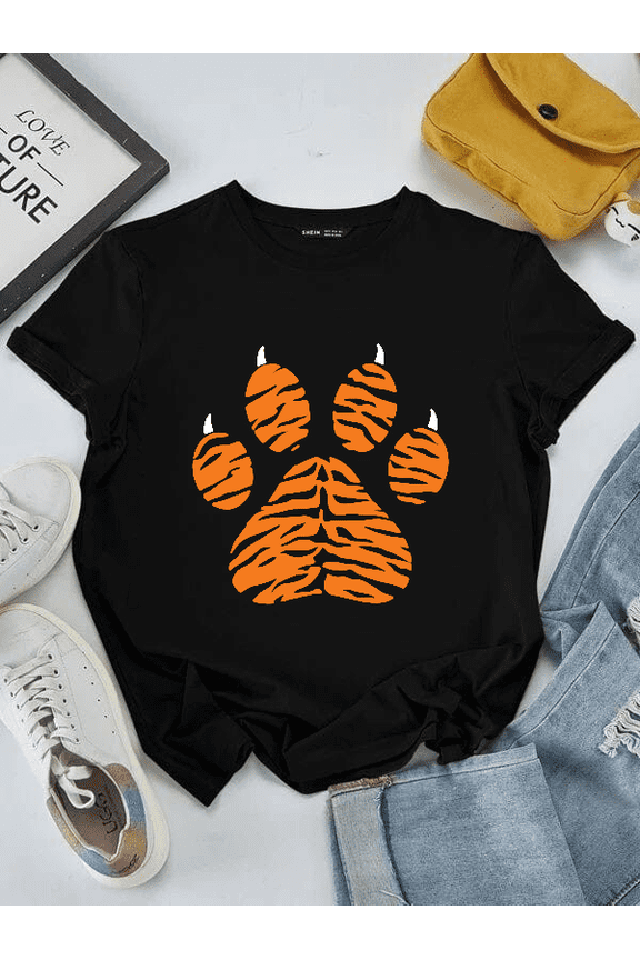 Wild Animal Tiger Print Stripes Fierce Jungle Big Cat Graphic Art Unisex T-Shirt V16376 ,up to size 5XL