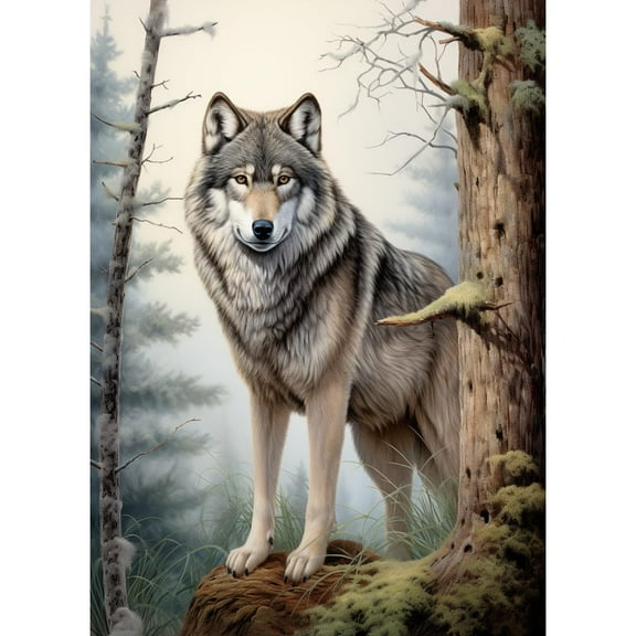 Wild Animal Wolf 5D Diamond Art DIY Paint with Full Drill Round Diamond Gems Painting by Number Kits for Adults Art Craft Home Wall Decor 11.8x15.8in