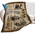 thumbnail image 1 of Wild Animals Blanket Bear Deer Plush Throw Blanket Super Soft Cozy Warm Fleece Cabin Wildlife Bedding Blanket Gifts for Kids Girls Boys Women 60"X80", 1 of 6
