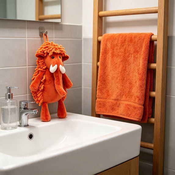 Wild Animals Chenille Hanging Towel,Ultra Soft Absorbent Fast-Drying Fuzzy Hand Towel,Machine Washable,Cute Fuzzy for Bathroom,Kitchen,Home Decor