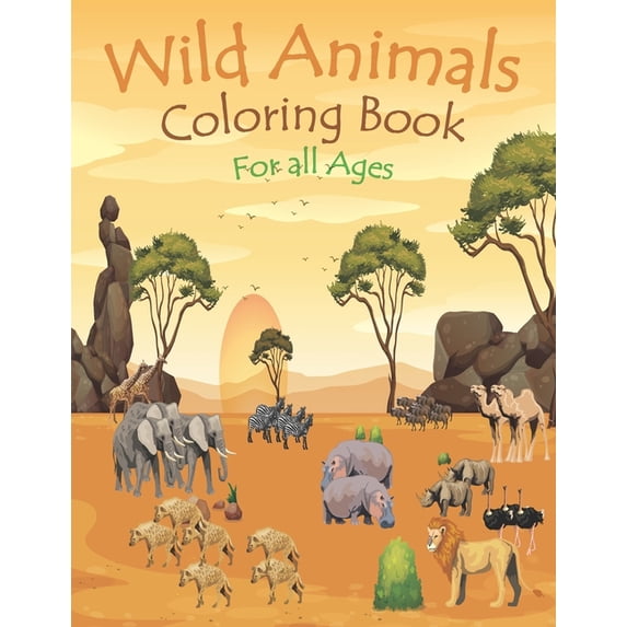 Wild Animals Coloring Book For All Ages: jungle animal coloring book ...