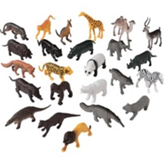 Assorted Multicolor Plastic Wild Animal Figures Set