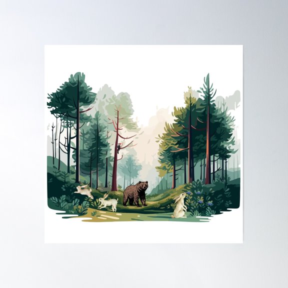 Wild Animals Poster Wall Art, Modern Wall Decor, 16x24 UNFRAMED