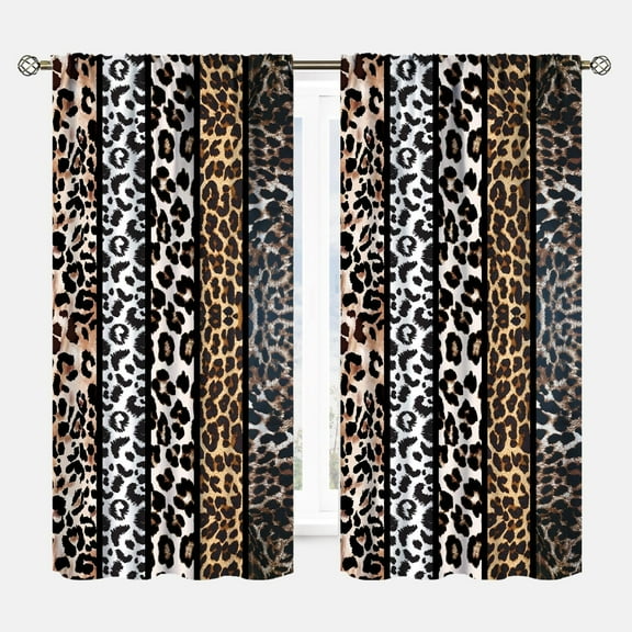 Wild Animals Print Curtain, Tiger Fur Leopard Print Blackout Leopard Window Drapes for Bedroom Living Room Kitchen Window Treatments-52"W x 54"L (Pack of 2)
