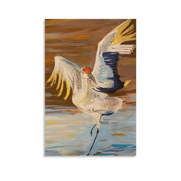 Wild Animals Sandhill Crane Canvas Art Poster and Wall Art Picture Print Modern Family bedroom Decor Posters 08x12inch(20x30cm)