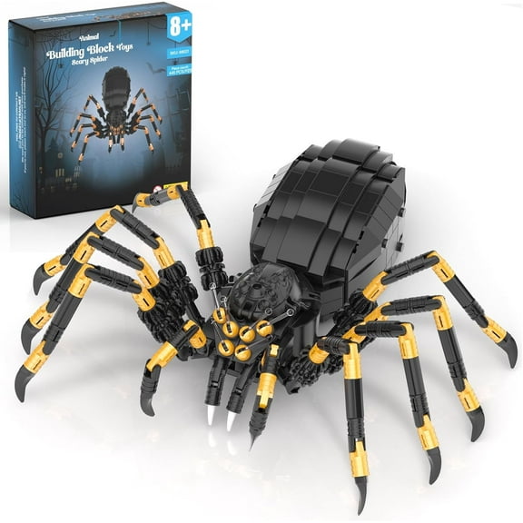 Wild Animals Spider Building Set, Magic Animal Black Spider Model Kit, Horror Halloween Spiders Toy for Kids Adults 8+ (445PCS)