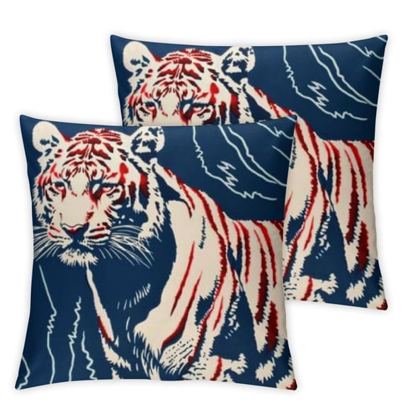 Wild Animals Throw Pillow Covers ,Jungle Animals Red Tiger Leopard Jaguar Zebra Cushion Cases Decorative Pillow Cases for Couch Sofa Bedroom