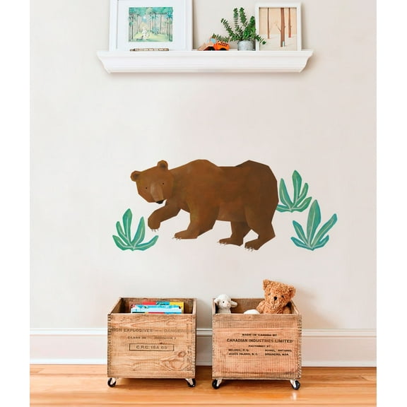 Wild Animals, Tropical Leaves Vinyl Wall Sticker - Bear