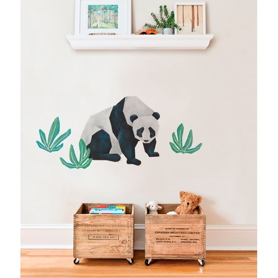 Wild Animals, Tropical Leaves Vinyl Wall Sticker - Panda