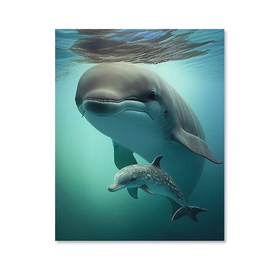 Wild Animals ,Well Behaved Dolphin Poster Canvas,Suitable for Home Decoration,Dining Room Decor, Bedroom Art, Wall Decor Living Room, Wall Art, Frameless 12x16inch