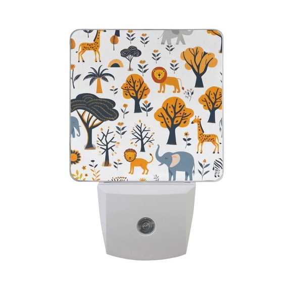 Wild Animals and Tree Night Light 2 Pack LED Nightlight Plug into Wall Dusk to Dawn Sensor Soft White