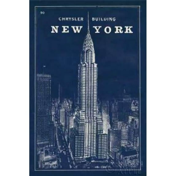 Wild Apple Graphics Blueprint Map New York Chrysler Building Poster Print by Sue Schlabach, 12 x 18 - Small