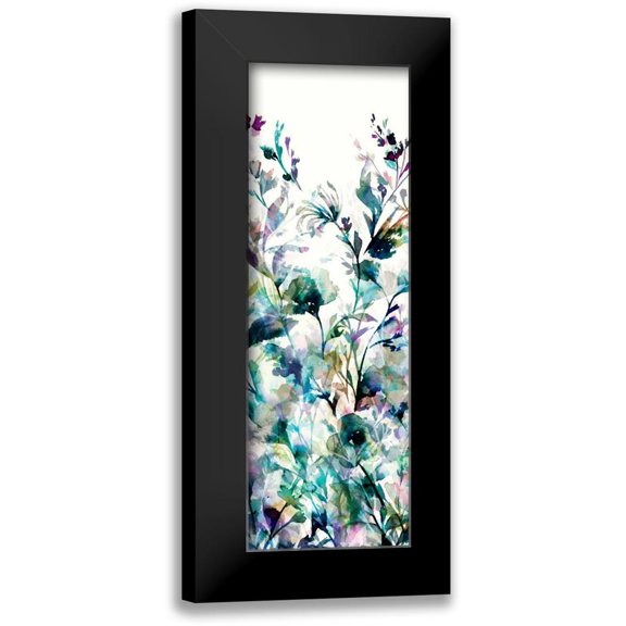 Wild Apple Portfolio 11x24 Black Modern Framed Museum Art Print Titled - Transparent Garden II - Panel I
